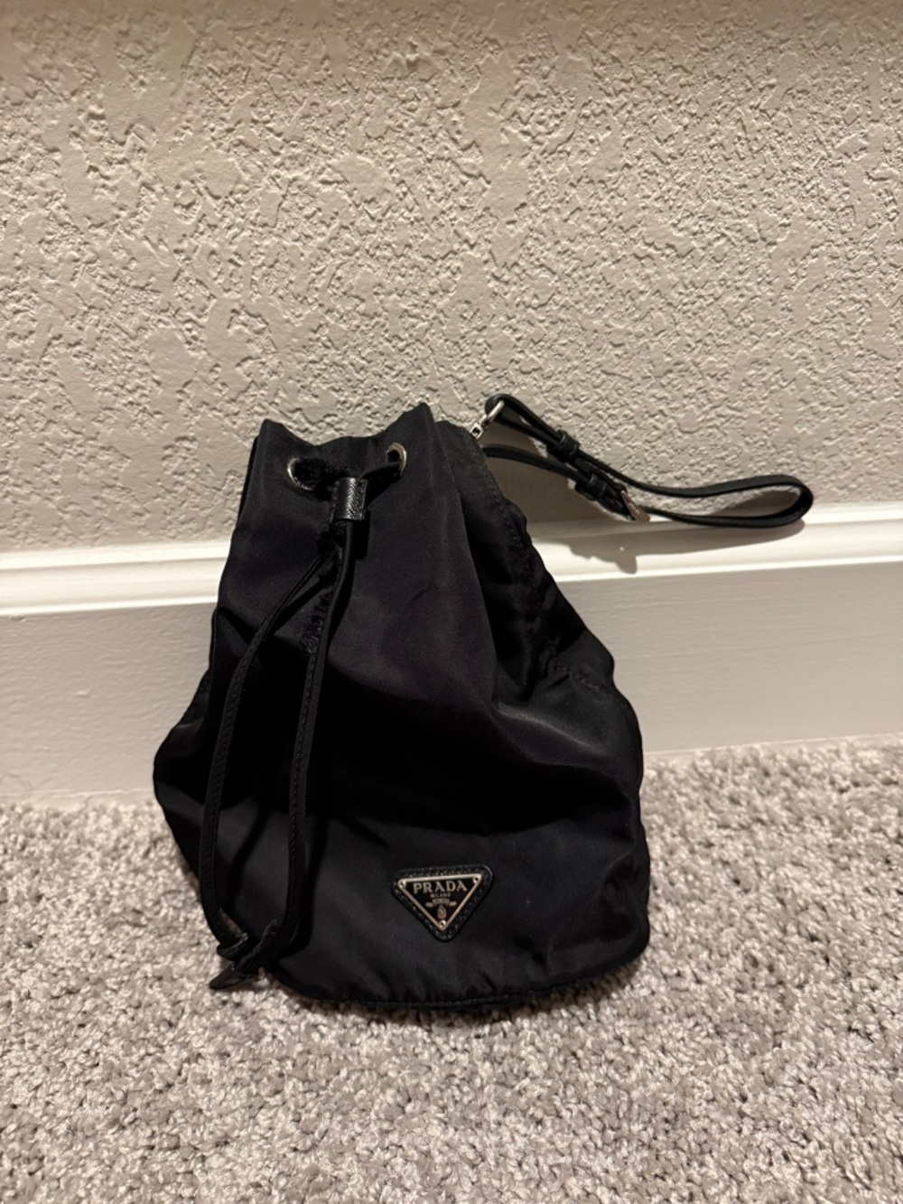 Prada Nylon Drawstring Pouch Wristlet